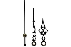 DANS CLOCK SHOP Youngtown 12888 - Lancette di ricambio per orologio al quarzo per fori da 5,0 mm e 3,1 mm (metallo nero 50 mm)