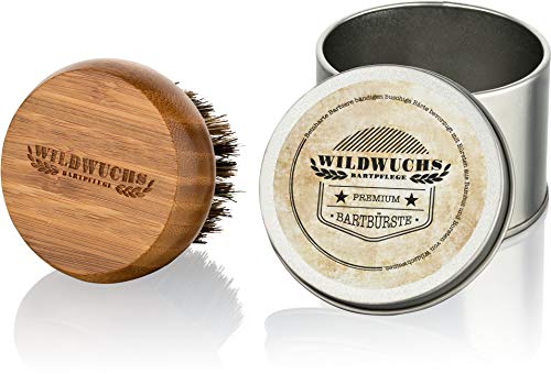 Bartbürste Wildschweinborsten von Wildwuchs Bartpflege aus Bambus Holz Bart Bürste Natur Beard Brush in praktischer Geschenkbox