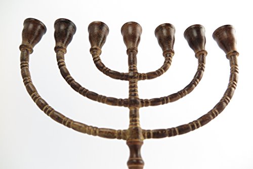 Leuchter BRAUN RUSTIKAL 29cm Jüdischer Kerzenleuchter Menorah Messing Chanukka - 2