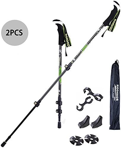 ZDTech Trekking Pole,Carbon Fiber Alpenstock Ultralight Quick Lock Telescopic EVA Handle,63-135Cm,Selectable Single/Double,Double Is More Affordable,Green,Double