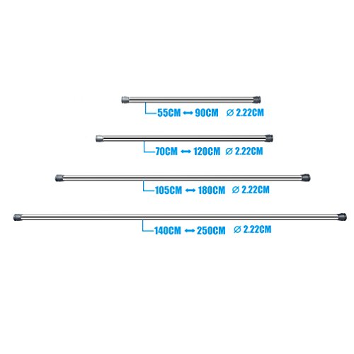 AuraLum® 140-250cm Verstellbare Duschvorhangstange Spannstange aus Aluminium Silber Teleskop Duschstange Teleskopstange Dusche Stange ohne Bohren (Durchmesser: ca. 2,2cm) - 4