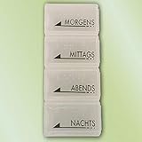 TABLETTENDOSE mo/mi/ab/na m.Blindenschr.weiß tran. 1 St