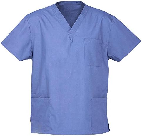 First Uniform Solutions Unisex Medical Hospital Scrub Tunic Tops Pull on Style V-Neck Poly Cotton Size XS to 3XL (Multicolored)
