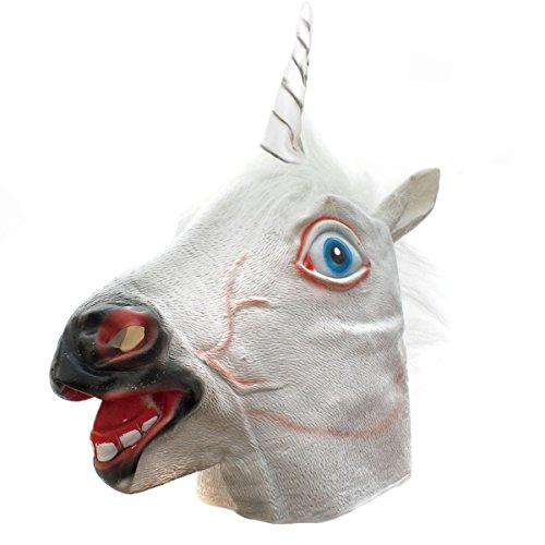 Einhornmaske Pferdemaske Einhorn Latex Maske für Halloween Tiermaske Pferd Kostüm