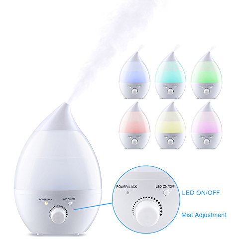 TopElek 1,3 Liter Ultraschall-Luftbefeuchter Humidifier mit 7 Farbe LED, Cool Mist und Automatische Abschaltung - 3