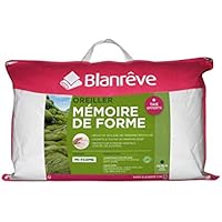 Blanrêve ormemhp013970 – Memoria de Forma Almohada + 1 Funda poliéster Blanco 39 x 70 cm