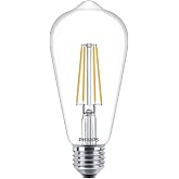Philips CorePro 7W (60W Replacement) ST64 LED Ampul, Kısılamaz, E27 Edison Vidası, Sıcak Beyaz 2700K, Şeffaf Cam Lamba