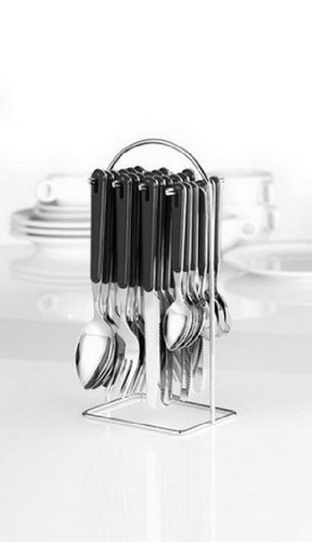 Esmeyer 199-285 24-tlg. Besteck BISTRO, Farbe: schwarz aus Edelstahl 18/0, poliert, inkl. verchromtem Besteckständer, - 2