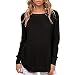 Produktbild Swallowuk Strickpullover Damen Lange Ärmel Gestrickt Sweatshirt Jumper Strickwaren Oben Bluse Frauen Winterpullover Winterpulli Strickpullis Sweater Strickpulli (L, Schwarz)
