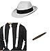 Produktbild Gangster Hat, weiß Hosenträger, Krawatte und Jumbo Zigarre Fancy Kleid 1920er 20s Mafia