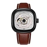 LCM Herrenuhr, vollautomatische mechanische Uhr, Herrenuhr, Hollow Square Dial Watch, Glasspiegel, eine Vielzahl von Stilen,E