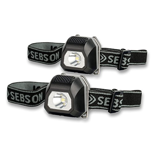 Preisvergleich Produktbild sebson LED Stirnlampe Mini, batteriebetrieben und Ultraleicht, 20g, 30lm, verstellbar, mit Notlicht, Kopflampe zum Joggen, Angeln, Wandern oder Bergsteigen, 28x22x31mm, 2er Pack