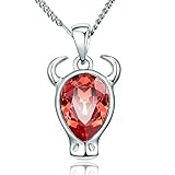 NEVI Bull Taurus Astrology Star Sign Fashion Swarovski Crystals Rhodium Plated Rope Pendant Chain Jewellery for Women & Girls (Red & Silver) RS.745 (85.00% Off) - Amazon