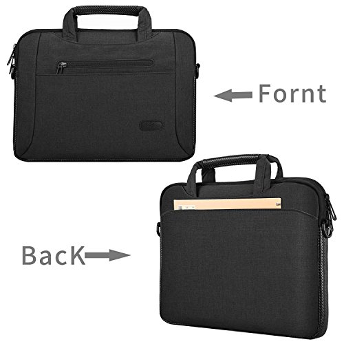 ProCase Laptop Messenger Umhängetasche Aktentasche Tasche Sleeve für Notebook Ultrabook Tablet Notebook Macbook Chromebook Computer schwarz 11 – 12 Inch - 3