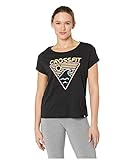 V-Ausschnitt Reebok Damen Crossfit Neon Retro Easy Tee kurzärmelig, schwarz, Medium