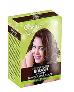 Camilla- Natural Henna Hair Color Powder - Brown - Herbal Henna Hair Dye | No Ammonia | No Paraben - - 10 gm X 6 pouch