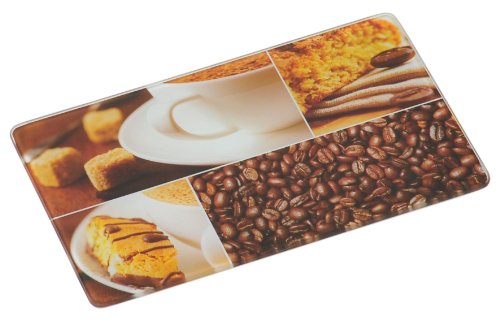 Kesper 36277 Glas- Frühstücksbrettchen, Motiv: Kaffee, gehärtetes Sicherheitsglas, Maße: 23.5 x 14.5 x 0.7 cm