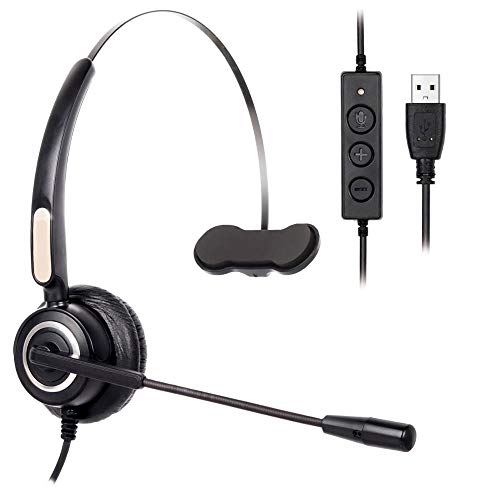 Preisvergleich Produktbild Happon Telefon-Headset, für Call Center Bürotelefon mit Mikrofonstummschaltung und Lautstärkeregelung Noise Cancelling-Mikrofon für Computer und PC Lautstärkeregelung und Stummschaltung