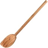Fackelmann Olive Wood Spoon, Brown | Wooden Spoon Food Mixing Spoon Natural Olive Wood Grain Mediterranean Mixing Spoon