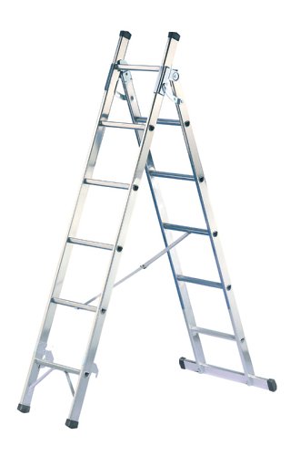 Hailo 1212-601 Alu-3-Wege-Haushaltsleiter L80 – 1×6+1×5 Sprossen - 2