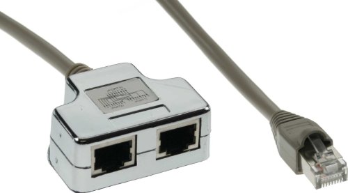 3 Stück InLine Cat.5e / ISDN T-Adapter (Port-Doppler) RJ45 Stecker an 2x RJ45 Buchse, 0,15m