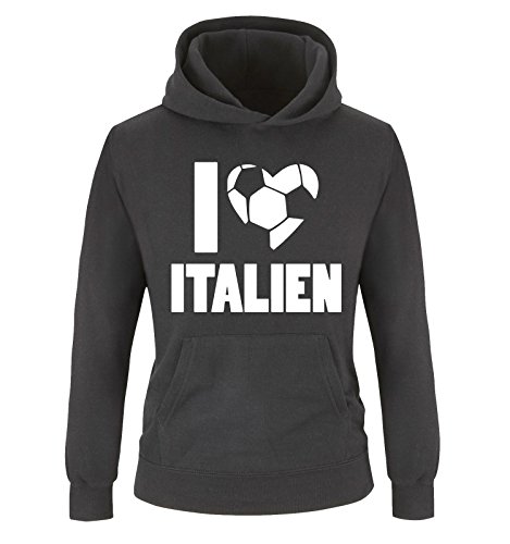 I LOVE ITALIEN – Kinder Hoodie – Schwarz / Weiss Gr. 98/104