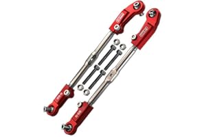 GPM RACING Aluminium + Stainless Steel Adjustable Front Steering Tie Rod for Arrma 1:8 KRATON 6S / RC Talion 6S / Outcast 6S / Electric Talion 6S / Notorious 6S / KRATON 6S V5 / Notorious 6S V5 - Red