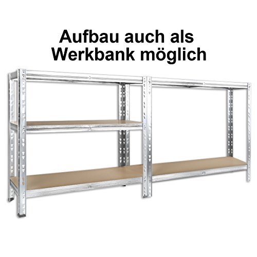 Torrex 37853 Steckregal / Lagerregal aus verzinktem Stahl mit 5 Böden – 875 Kg belastbar – 180 x 90 x 30 cm Kellerregal Schwerlastregal - 5