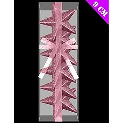 6 unidades - 9 cm rosa estrellas - adornos para árbol de Navidad