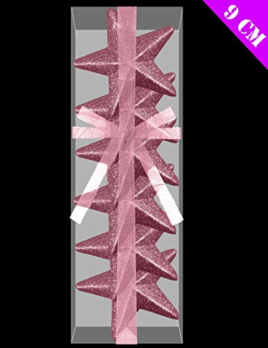 6 unidades - 9 cm rosa estrellas - adornos para árbol de Navidad