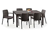 Fácil de mantener Keter - Set de mobiliario Melody (mesa + 6 sillas), color marrón