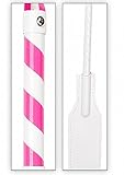 Ouch! Cube PVC Whip White with Pink Stripes and Pink Cord on Handle