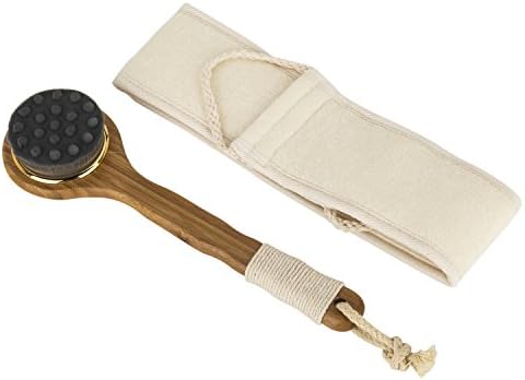 Loofah Back Scrubber &Soft Bath Body Brush with Long Non-slip Bamboo Handle Massage Brush Exfoliating Skin Care-Bath Brush,Charcoal Fibre Facial Cleasing Brush,Anti Cellulite bath Shower Brushing