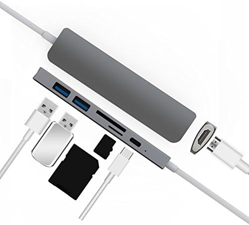 Aluminum USB 3.0 C Hub Adapter Type C Hub with Power Delivery, 4K Video HD Port, SD/TF Card Reader, 2 SuperSpeed USB 3.0 Ports for MacBook/MacBook Pro/Lenovo/Dell and Other Type-c laptops,Rose