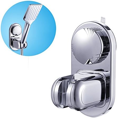 THANLY Adjustable Wall Mounted Bathroom Adhesive Suction Cup Hand Held Shower Head Holder Bracket Cradle Clamp Support| Heavy Duty | Moistureproof | Waterproof | Reuseable | Chrome Finish