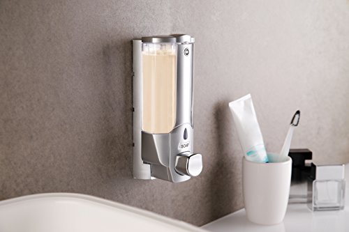 axentia Chrom-Seifenspender zur Wandmontage – Universalspender für Duschgel, Shampoo, Seife – Wandseifenspender verchromt – Wand-Spender für Flüssigseife 380 ml – Dispenser für Bad & Dusche - 7