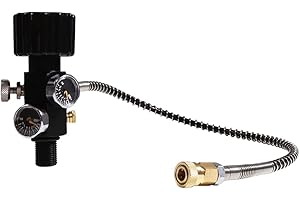 Hopbucan M18X1.5 PCP Tank Dual Gauge Charging Valve Air Fill Station Gas Cylinder Refill Adapter 6000Psi with 50cm Hose,Black