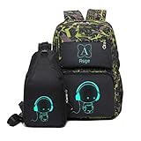 Asge Sac a Dos Scolaire Grand Sac Ecole Garcon Trousse Lycee Cartable Garçon Primaire Camouflage Sac a Dos Enfant Lumineux Cartable Ado Fille Primaire Cadeau 8 10 12 14 Ans Sac De Poitrine Homme