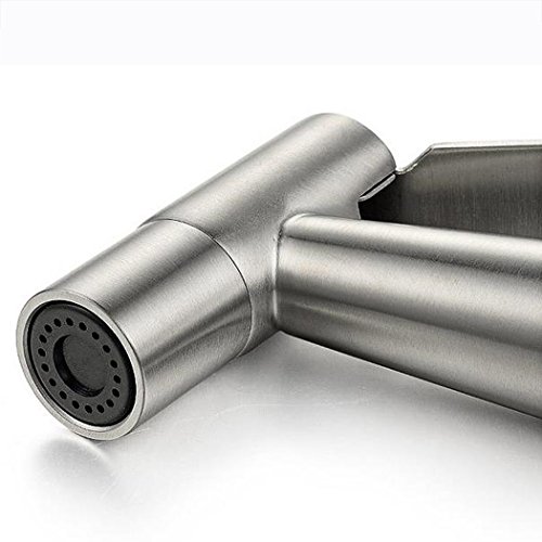 EgoEra® Toilette Bad SUS304 Rostfrei Edelstahl Handbrause Shattaf/Douche/Duschkopf/Bidet Sprayer mit 59-Zoll extra lange Schlauch und Klammer Halter, Gebürstetes Version - 6