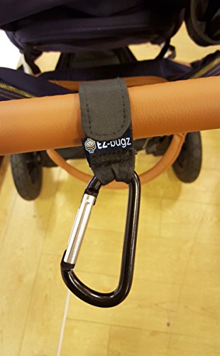 EZ-Bugz Kinderwagen-haken. Befestigen Sie Ihre Einkaufstüten & Taschen sicher am Kinderwagen. Universale Passform, Schwarz, 2er Packung - 4