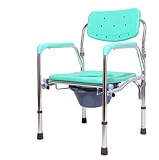 MEYLEE Silla de ruedas plegable de la aleación de aluminio con el cubo de las heces, silla del cuarto de baño del tocador para los mayores y las personas con discapacidad , a