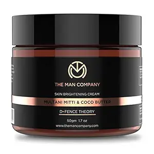 The Man Company Skin Brightening Cream with Multani Mitti, Coco Butter, Hyaluronic Acid | Best Face cream for Glowing Skin | 50 gm