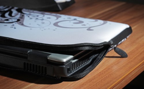 wortek Universal Notebook Tasche aus Neopren für Notebooks bis ca. 17,3 Zoll – Abstrakt Flamme Schwarz Bunt - 6