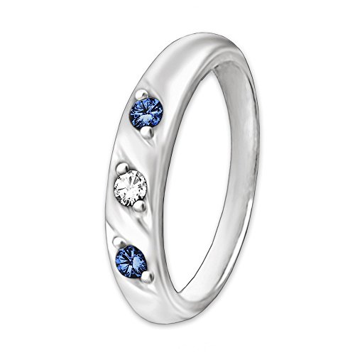 CLEVER SCHMUCK-SET Silberner Taufring mit 2 Safiren und 1 Zirkonia weiß mit Kette Venezia 36 cm STERLING SILBER 925 im Etui - 3