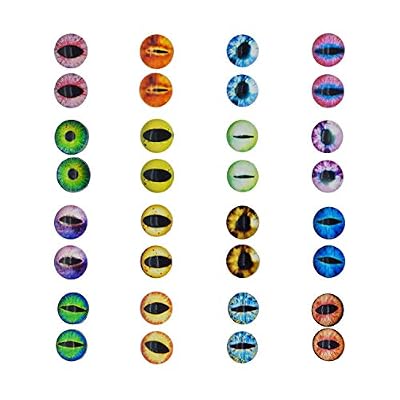 Julie Wang Lot de 100 Cabochons ronds en verre œil de chat et de dragon, pour confection de poupées, d'animaux ou de bijoux, 18 x 18 mm