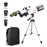 orbinar telescopio 400/70 Ya sea que esté mirando las estrellas desde el desierto o su patio trasero, está listo para agarrar e ir con la mochila de viaje. Guarde el telescopio, el trípode de altura completa y todos los accesorios adicionales incluidos en un paquete liviano.