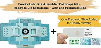 Fundoo Labs Ready to use Microscope with 1 Prepared slide, Pre-assembled Foldscope Kit