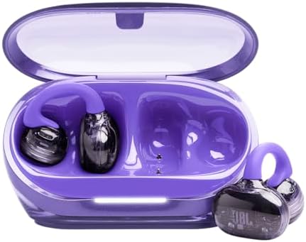 JBL Soundgear Clips Cuffie Open-Ear True Wireless, SonicArc Design, fino a 32 Ore di Autonomia, 4 Microfoni Beamforming, Resistenti ad Acqua e Polvere IP54, Tecnologia JBL OpenSound, Ghost Purple