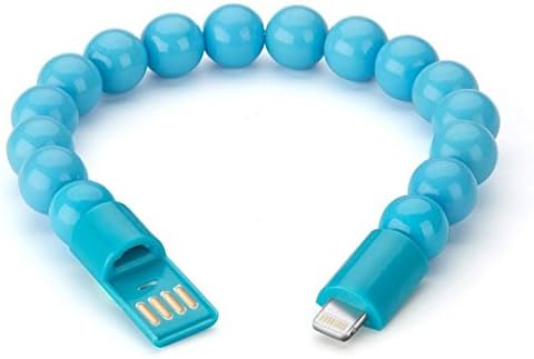 Bead Bracelet Lightning Charging Cable USB for Apple iPhone 5, 6, 6 Plus, 6-7, Plus and iPad off-white light blue