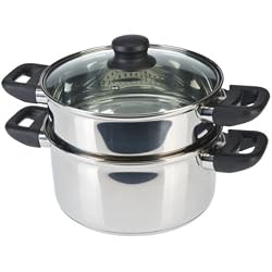 Axentia 220690 Cuiseur Vapeur à 2 Niveaux, 2.5 liters, Argent